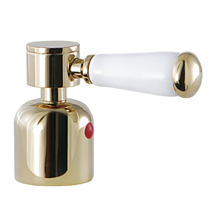Kingston Paris KBH8962DPLH Metal with Porcelain Lever Handle (Hot Side), Polished Brass