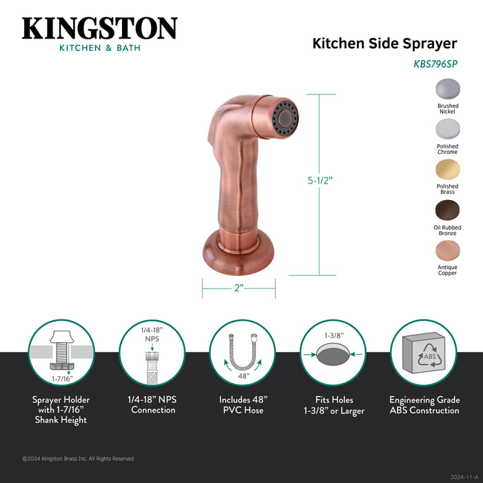 Kingston Made To Match KBS792SP Plastic Kitchen Faucet Side Sprayer, Polished Brass