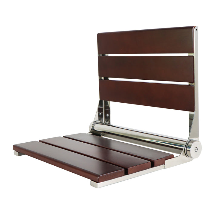 Kingston Soutien KBSS16151 3-Slat Shower Seat, Dark Wood/Polished Chrome