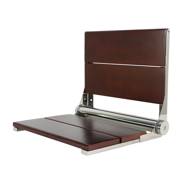 Kingston Soutien KBSS16161 2-Slat Shower Seat, Dark Wood/Polished Chrome