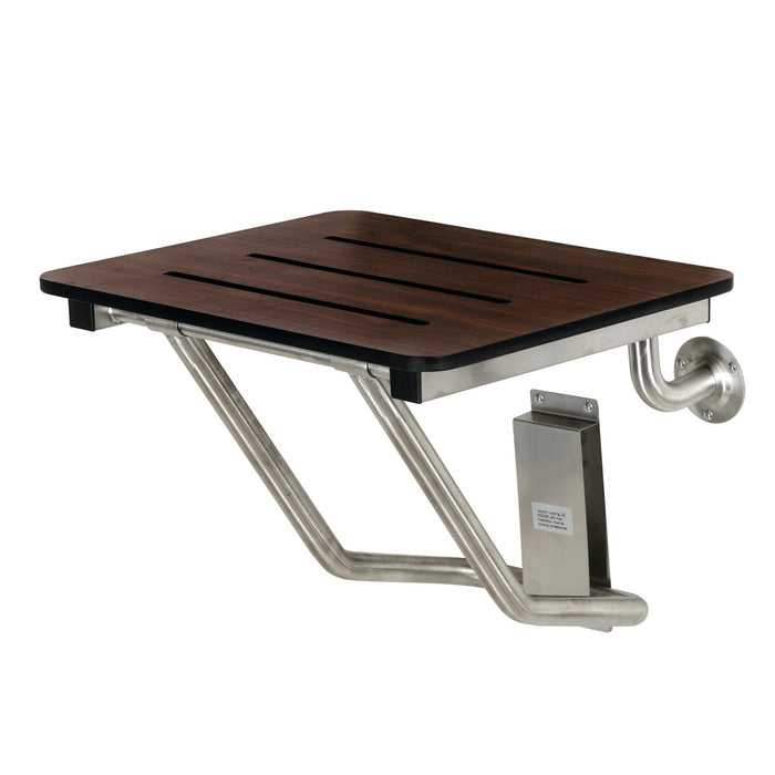 Kingston Tulare KBSS1816MW - ADAscape 18-Inch x 16-Inch Wall Mount Fold Down Shower Seat, Dark Mahogany Wood Grain/Stainless Steel
