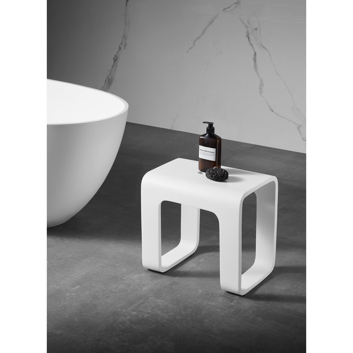 Kingston Sona KBSSA171416 - Descanso Solid Surface Bathroom Stool, Matte White