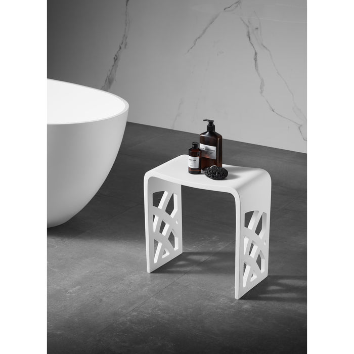 Kingston Sona KBSSA17916 - Descanso Solid Surface Bathroom Stool, Matte White