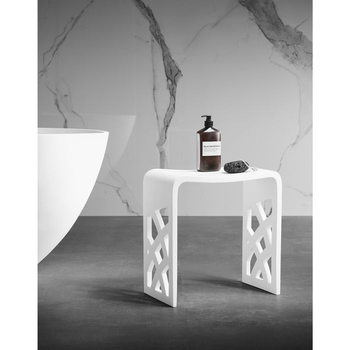 Kingston Sona KBSSA17916 - Descanso Solid Surface Bathroom Stool, Matte White