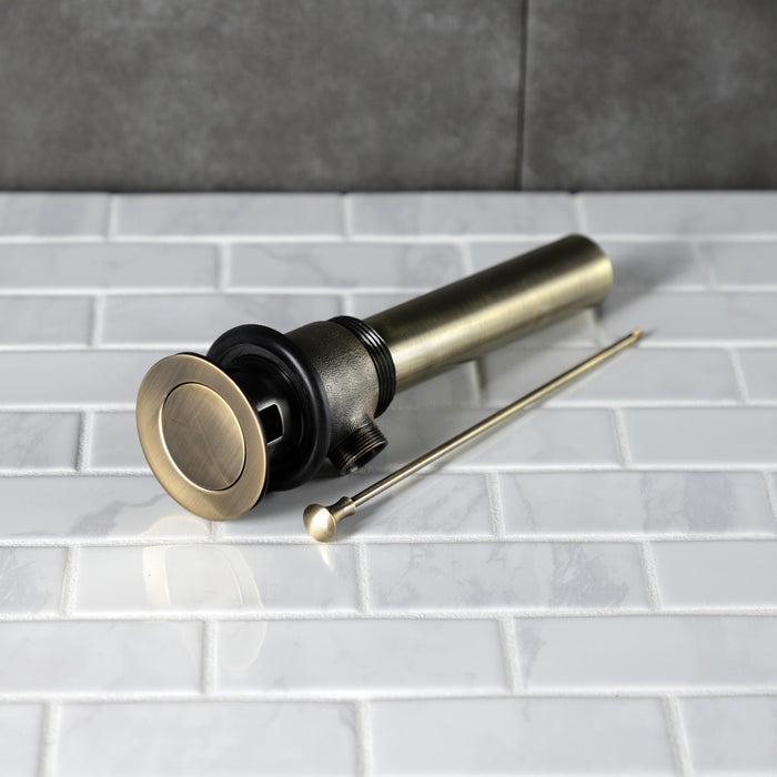 Kingston Made To Match KBT2123 Brass Pop-Up Bathroom Sink Drain with Overflow, 22 Gauge, Antique Brass