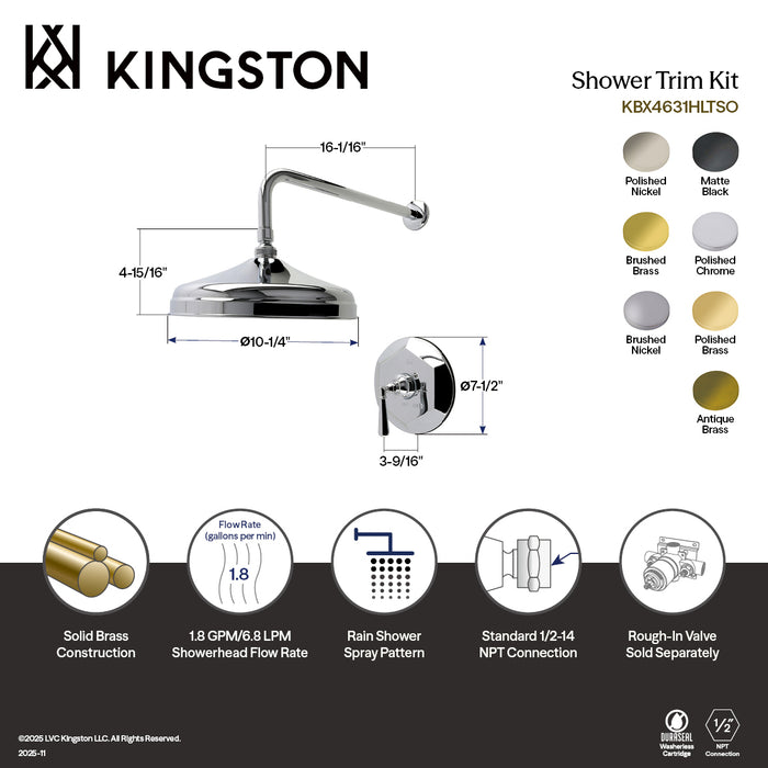 Kingston Tulare KBX4636HLTSO - Metropolitan Single-Handle Shower Faucet, Trim Only, Polished Nickel
