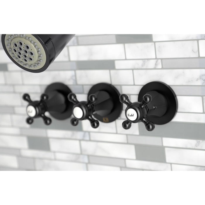 Kingston Tulare KBX8130BX - Metropolitan Triple-Handle Tub and Shower Faucet, Matte Black