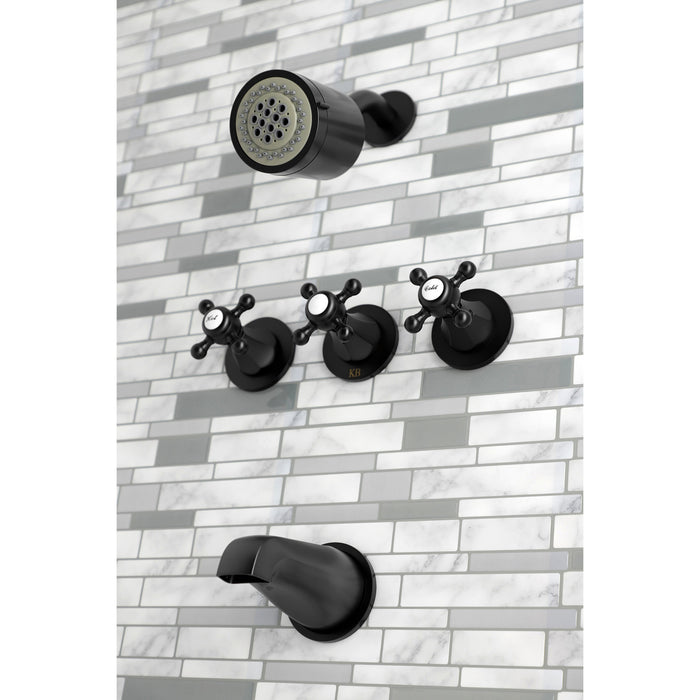 Kingston Tulare KBX8130BX - Metropolitan Triple-Handle Tub and Shower Faucet, Matte Black