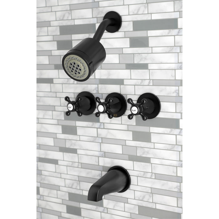 Kingston Tulare KBX8130BX - Metropolitan Triple-Handle Tub and Shower Faucet, Matte Black