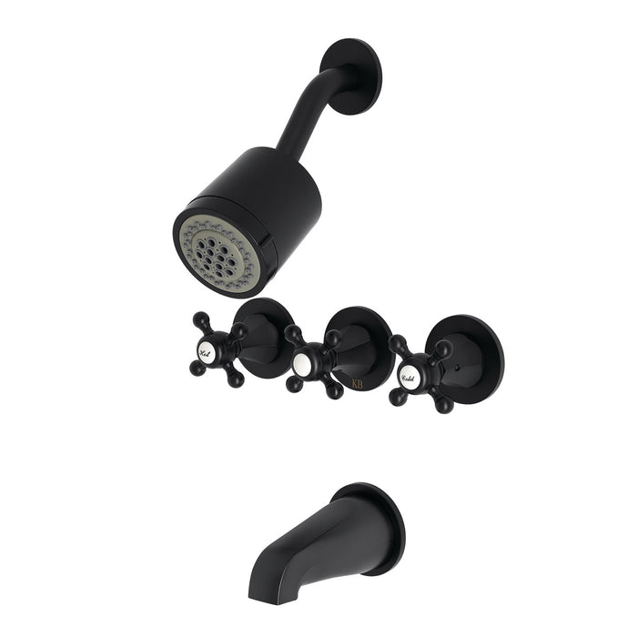 Kingston Tulare KBX8130BX - Metropolitan Triple-Handle Tub and Shower Faucet, Matte Black