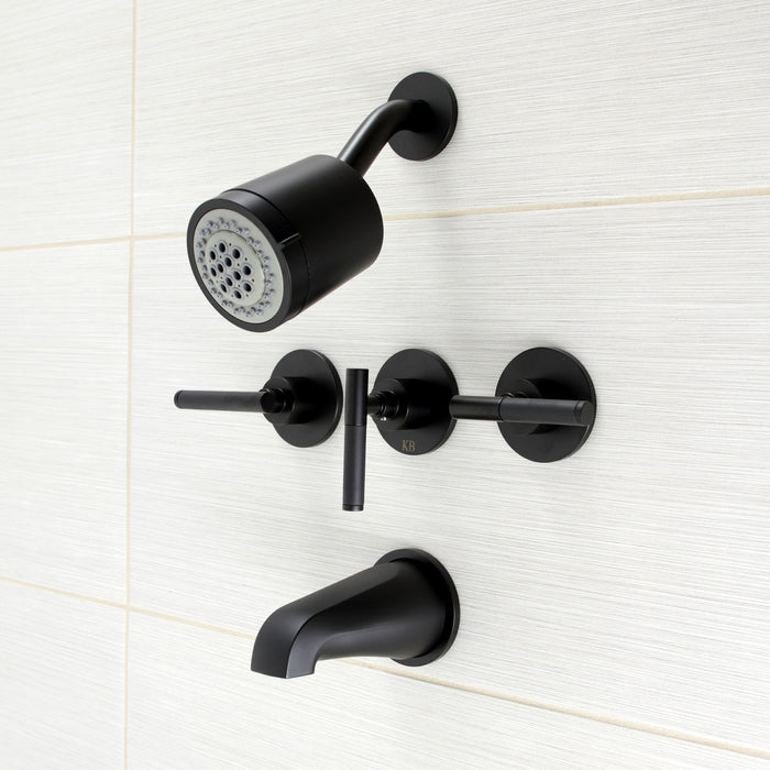 Kingston Sona KBX8130CKL - Kaiser Triple-Handle Tub and Shower Faucet, Matte Black