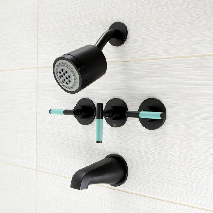 Kingston Sona KBX8130CKL - Kaiser Triple-Handle Tub and Shower Faucet, Matte Black