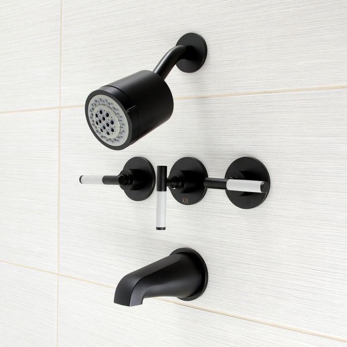 Kingston Sona KBX8130CKL - Kaiser Triple-Handle Tub and Shower Faucet, Matte Black