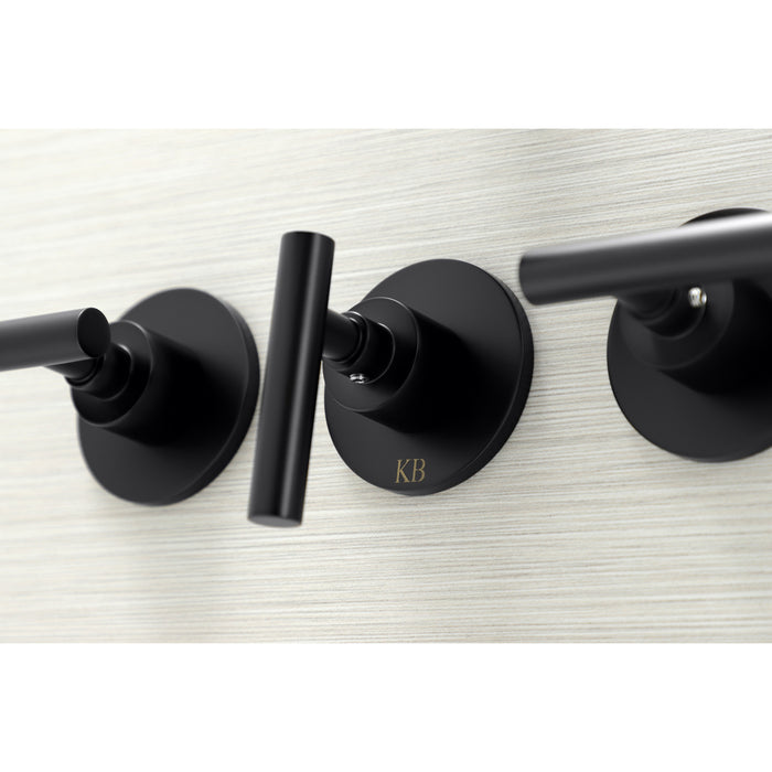 Kingston Sona KBX8130CML - Manhattan Triple-Handle Tub and Shower Faucet, Matte Black