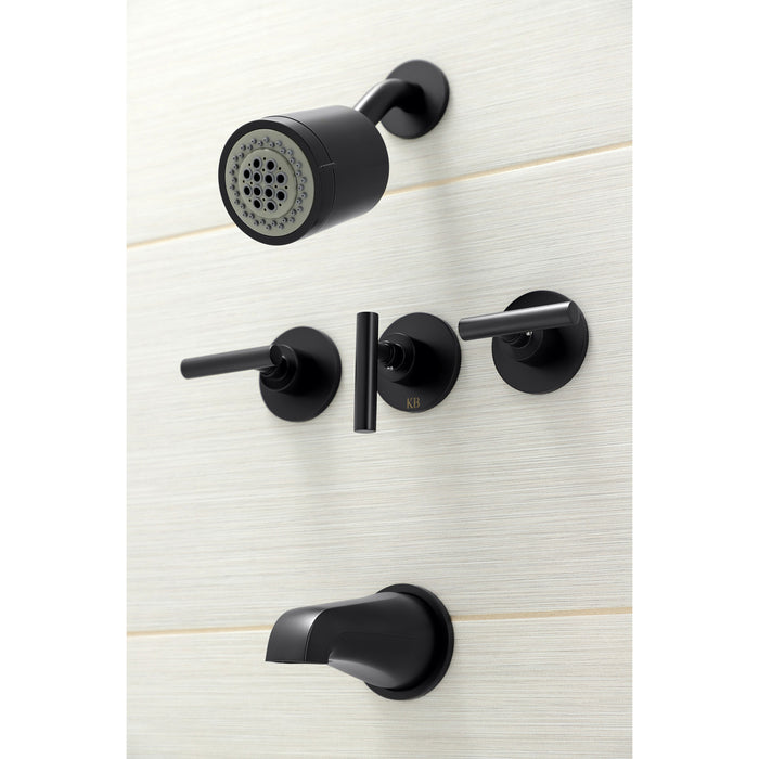 Kingston Sona KBX8130CML - Manhattan Triple-Handle Tub and Shower Faucet, Matte Black