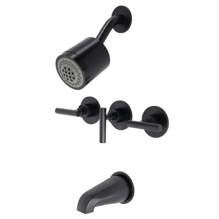 Kingston Sona KBX8130CML - Manhattan Triple-Handle Tub and Shower Faucet, Matte Black