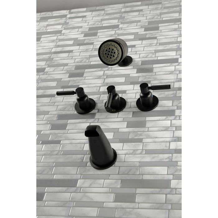Kingston Sona KBX8130DKL - Kaiser Triple-Handle Tub and Shower Faucet, Matte Black