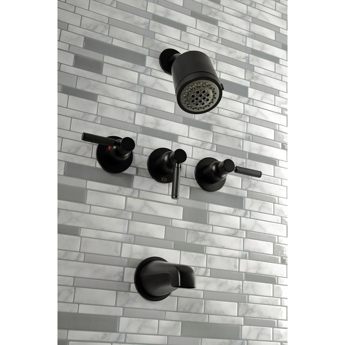 Kingston Sona KBX8130DKL - Kaiser Triple-Handle Tub and Shower Faucet, Matte Black