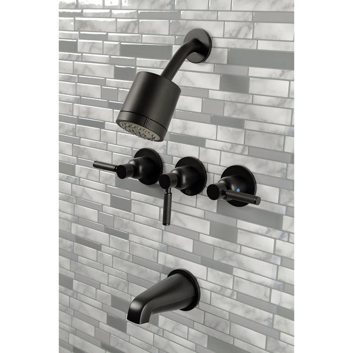 Kingston Sona KBX8130DKL - Kaiser Triple-Handle Tub and Shower Faucet, Matte Black