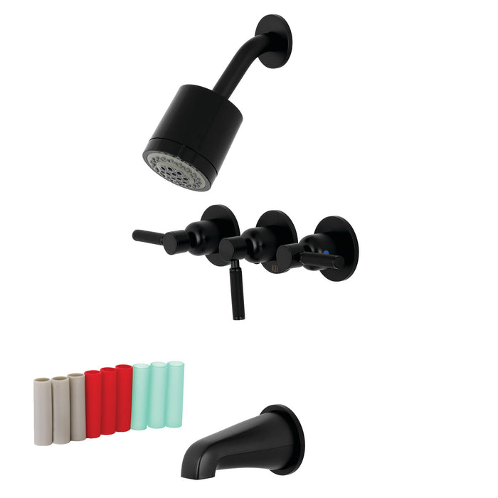 Kingston Sona KBX8130DKL - Kaiser Triple-Handle Tub and Shower Faucet, Matte Black