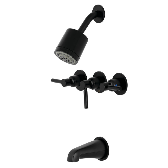 Kingston Sona KBX8130DL - Concord Triple-Handle Tub and Shower Faucet, Matte Black