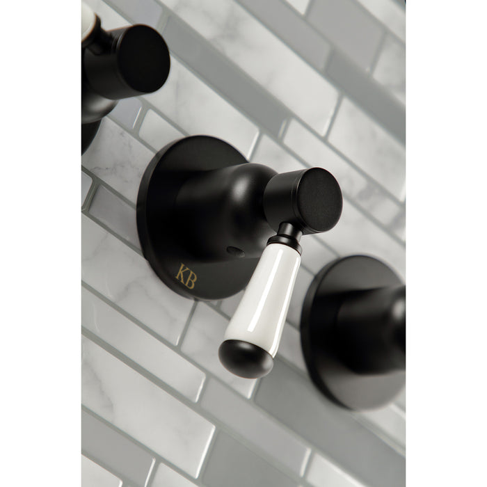 Kingston Tulare KBX8130DPL - Paris Triple-Handle Tub and Shower Faucet, Matte Black