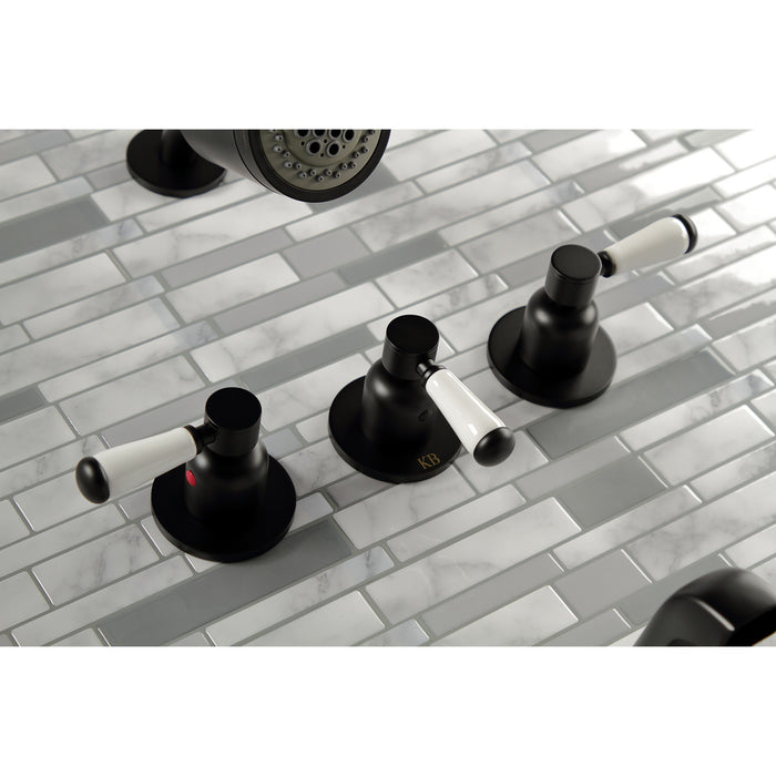 Kingston Tulare KBX8130DPL - Paris Triple-Handle Tub and Shower Faucet, Matte Black