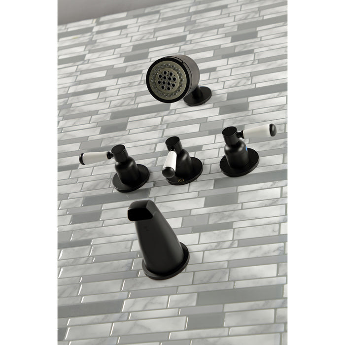 Kingston Tulare KBX8130DPL - Paris Triple-Handle Tub and Shower Faucet, Matte Black