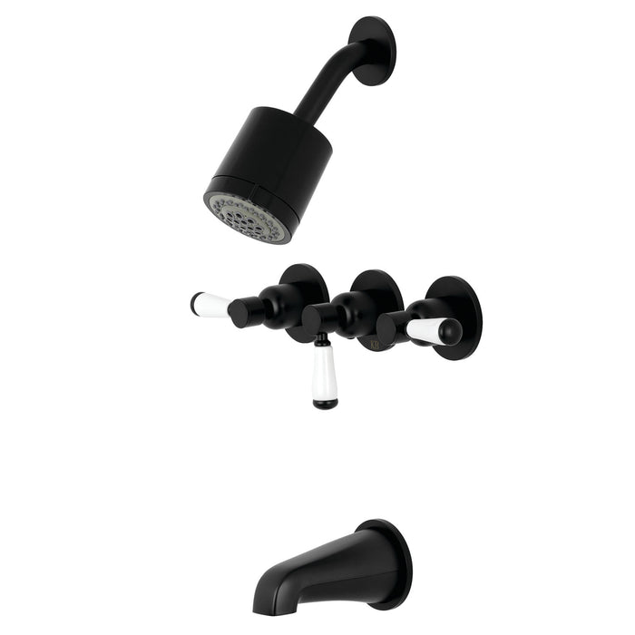 Kingston Tulare KBX8130DPL - Paris Triple-Handle Tub and Shower Faucet, Matte Black