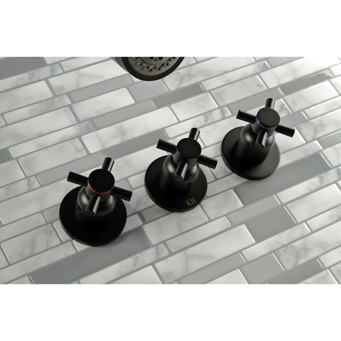 Kingston Sona KBX8130DX - Concord Triple-Handle Tub and Shower Faucet, Matte Black