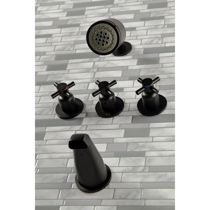 Kingston Sona KBX8130DX - Concord Triple-Handle Tub and Shower Faucet, Matte Black