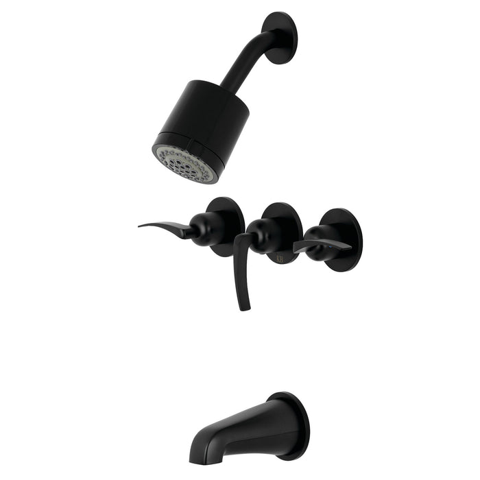 Kingston Tulare KBX8130EFL - Centurion Triple-Handle Tub and Shower Faucet, Matte Black