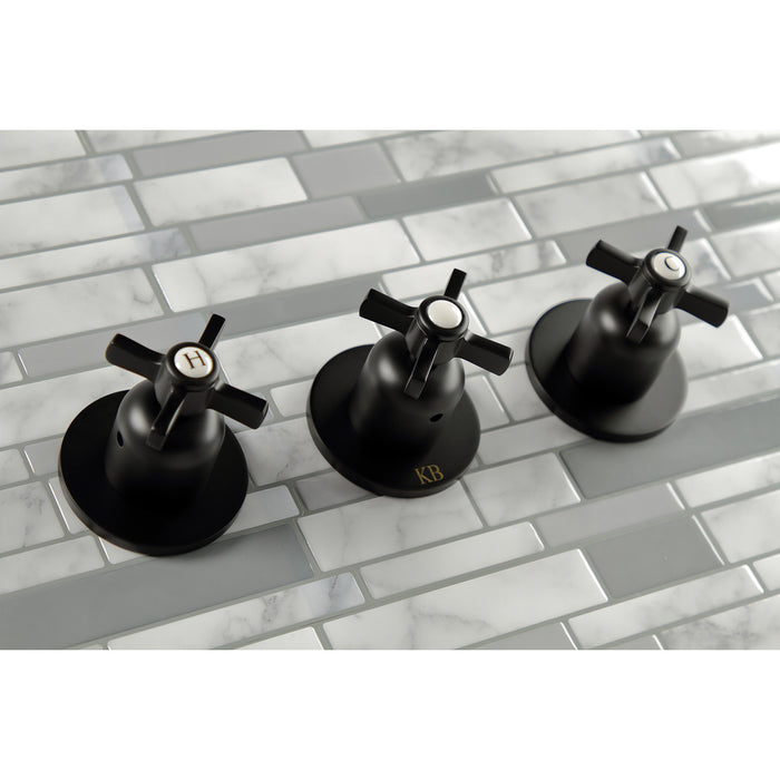 Kingston Tulare KBX8130ZX - Millennium Triple-Handle Tub and Shower Faucet, Matte Black