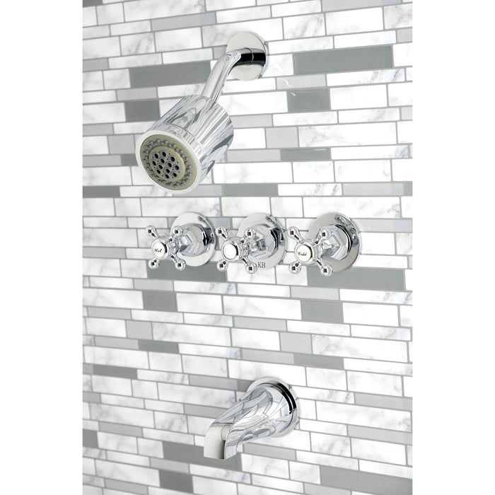 Kingston Tulare KBX8131BX - Metropolitan Triple-Handle Tub and Shower Faucet, Polished Chrome