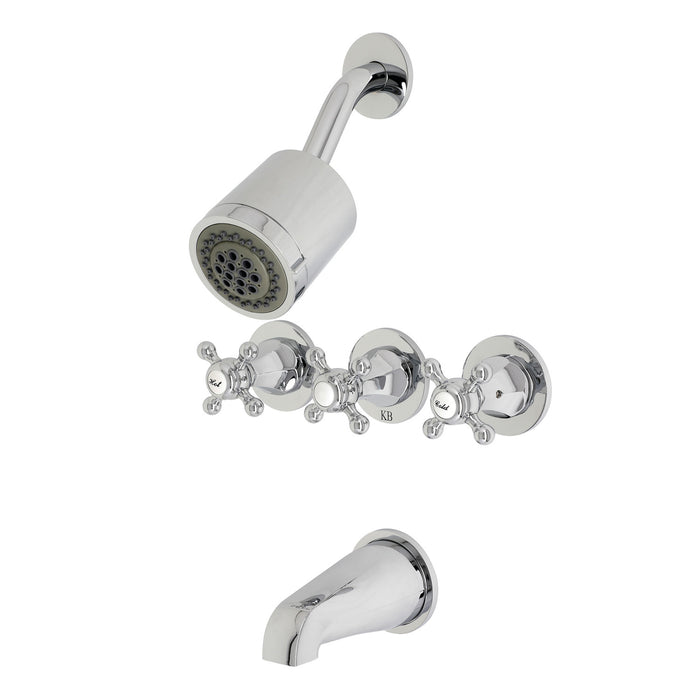 Kingston Tulare KBX8131BX - Metropolitan Triple-Handle Tub and Shower Faucet, Polished Chrome