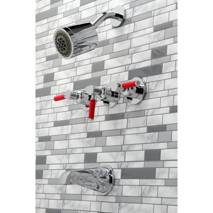 Kingston Sona KBX8131DKL - Kaiser Triple-Handle Tub and Shower Faucet, Polished Chrome