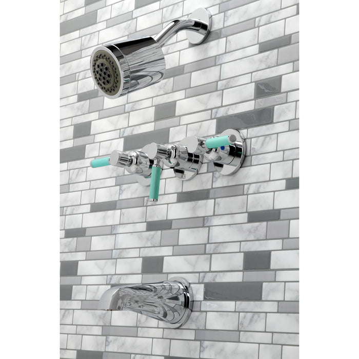 Kingston Sona KBX8131DKL - Kaiser Triple-Handle Tub and Shower Faucet, Polished Chrome