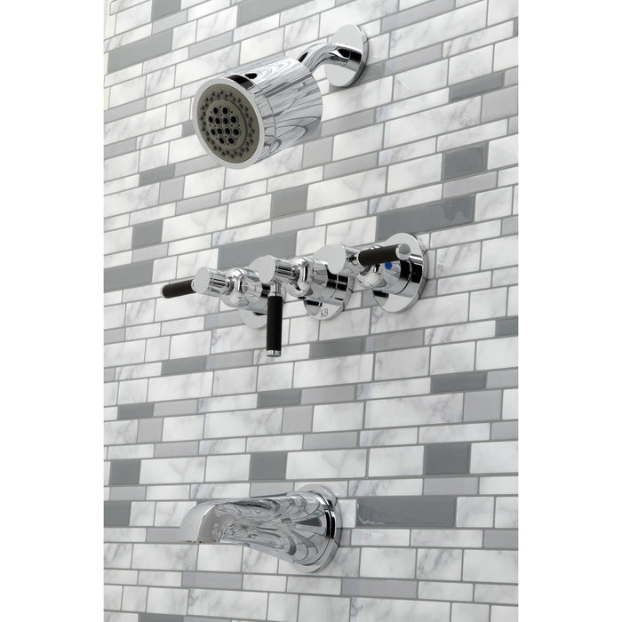Kingston Sona KBX8131DKL - Kaiser Triple-Handle Tub and Shower Faucet, Polished Chrome