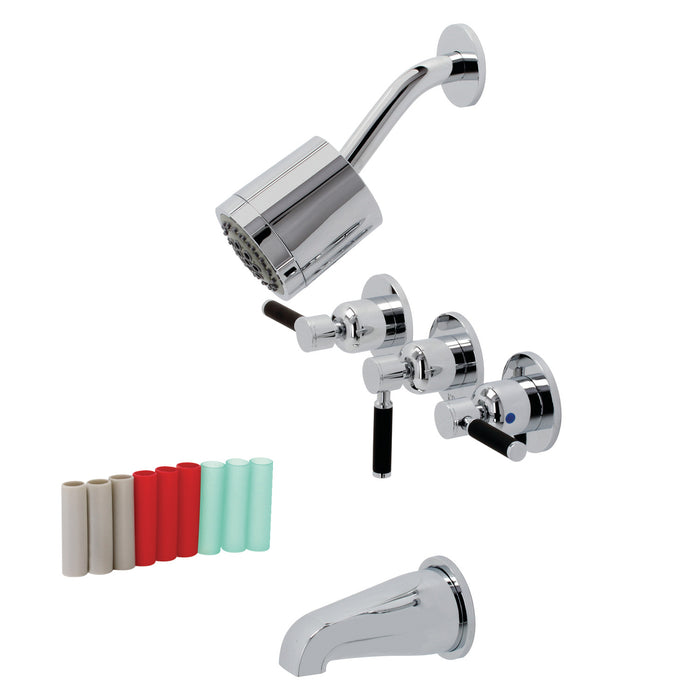 Kingston Sona KBX8131DKL - Kaiser Triple-Handle Tub and Shower Faucet, Polished Chrome
