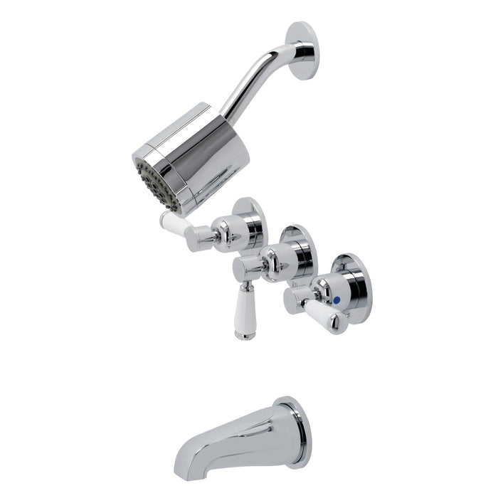 Kingston Tulare KBX8131DPL - Paris Triple-Handle Tub and Shower Faucet, Polished Chrome