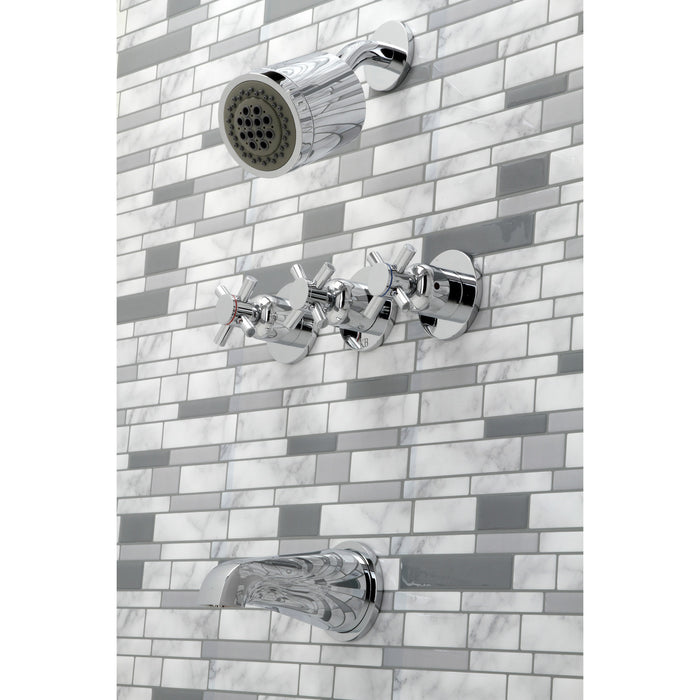 Kingston Sona KBX8131DX - Concord Triple-Handle Tub and Shower Faucet, Polished Chrome
