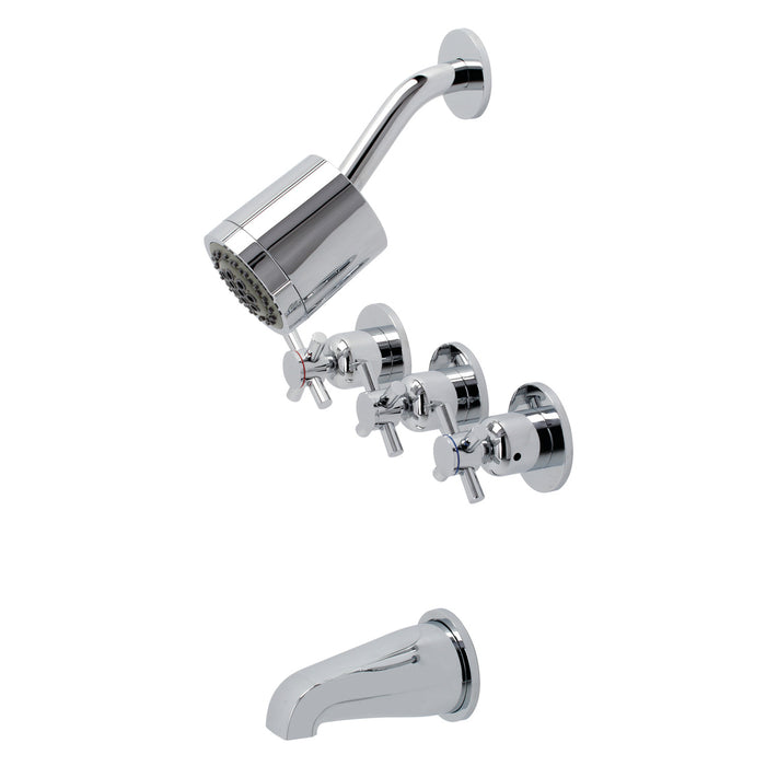 Kingston Sona KBX8131DX - Concord Triple-Handle Tub and Shower Faucet, Polished Chrome
