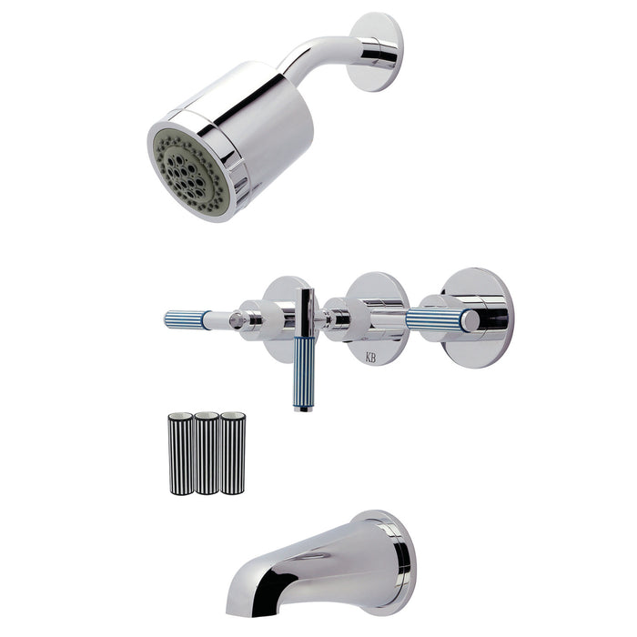 Kingston Verona KBX8131KPS Triple-Handle Tub and Shower Faucet, Polished Chrome