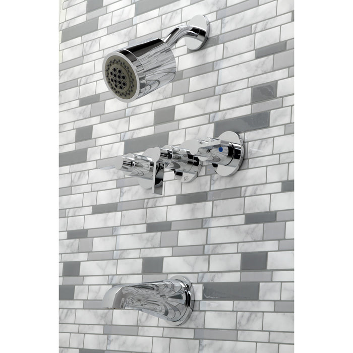 Kingston Sona KBX8131NDL - NuvoFusion Triple-Handle Tub and Shower Faucet, Polished Chrome