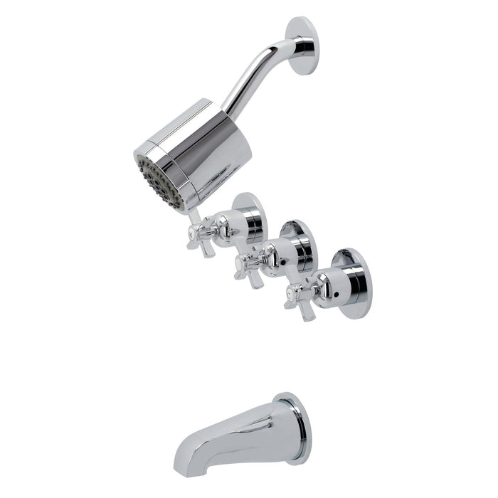 Kingston Tulare KBX8131ZX - Millennium Triple-Handle Tub and Shower Faucet, Polished Chrome