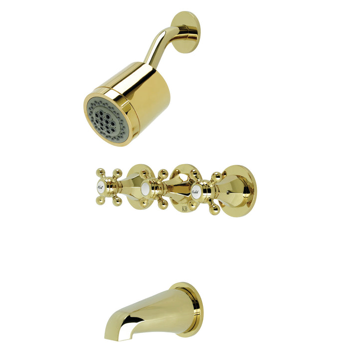 Kingston Tulare KBX8132BX - Metropolitan Triple-Handle Tub and Shower Faucet, Polished Brass