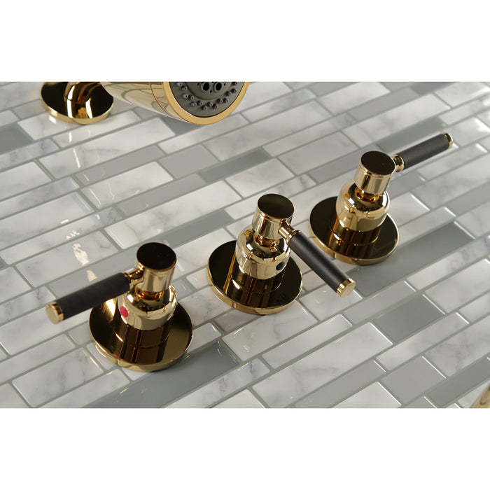 Kingston Sona KBX8132DKL - Kaiser Triple-Handle Tub and Shower Faucet, Polished Brass