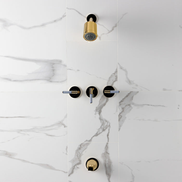 Kingston Verona KBX8132KPS Triple-Handle Tub and Shower Faucet, Polished Brass