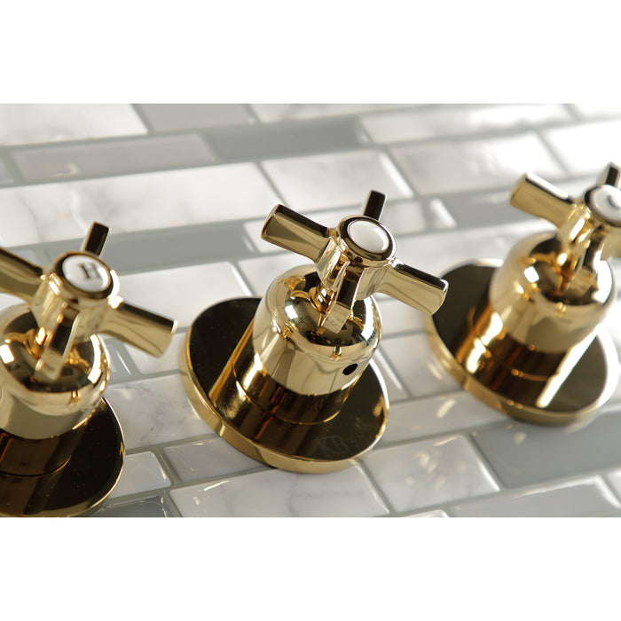 Kingston Tulare KBX8132ZX - Millennium Triple-Handle Tub and Shower Faucet, Polished Brass