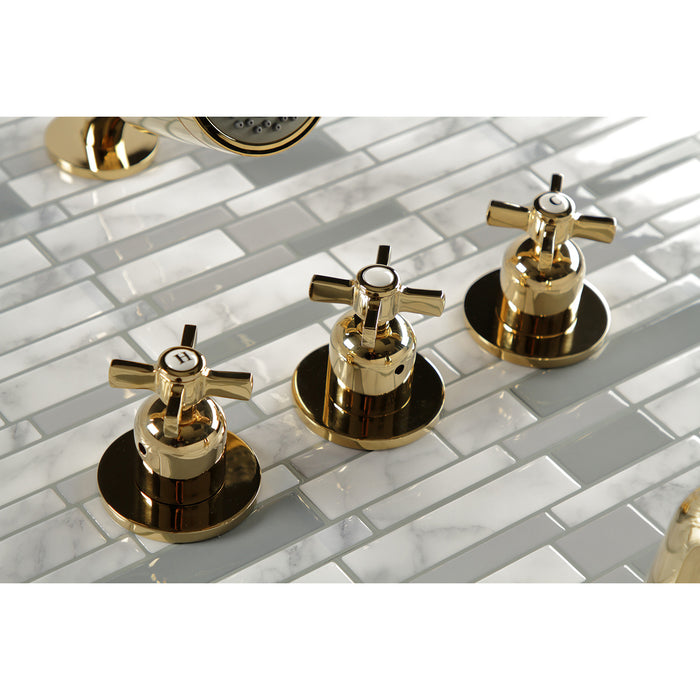 Kingston Tulare KBX8132ZX - Millennium Triple-Handle Tub and Shower Faucet, Polished Brass